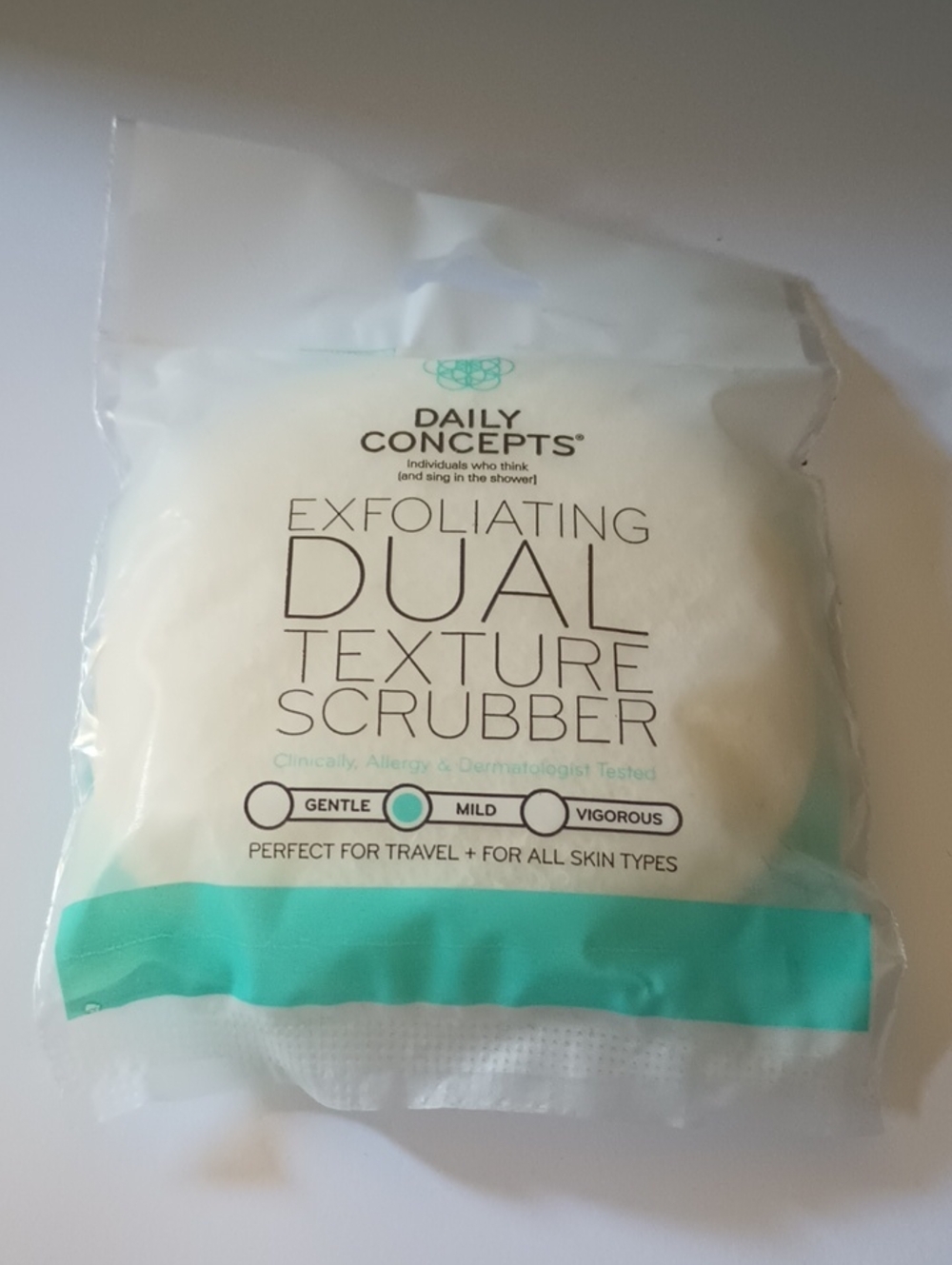 3/$15- Daily Concepts Exfoliating Dual Texture Scrubber - White